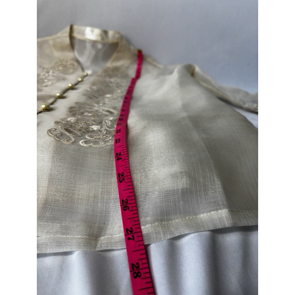 Raffaella 3X Sheer Embroidered Jacket Pearl Button Formal Top See Photos For Fit - Picture 13 of 16